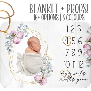 Monthly Milestone,Baby Girl, Milestone Blanket, Personalized Blanket, Baby Blanket,  Custom Baby Blanket, Baby Name blanket, Growth Blanket