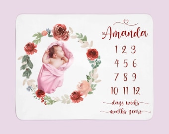 Baby Girl, Milestone Blanket, Personalized Blanket, Baby Blanket, Monthly Milestone, Custom Baby Blanket, Baby Name blanket, Growth Blanket