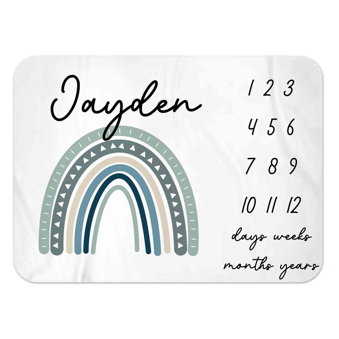 Baby Boy Milestone Blanket, Boy Month Blanket, Rainbow, Premium Baby