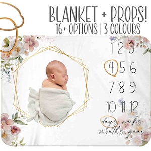 Baby girl Milestone Blanket, Girl Month Blanket, rainbow, Premium baby blanket, Personalized baby blanket, Personalized milestone blanket