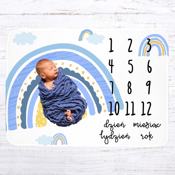 personalized baby boy milestone blanket