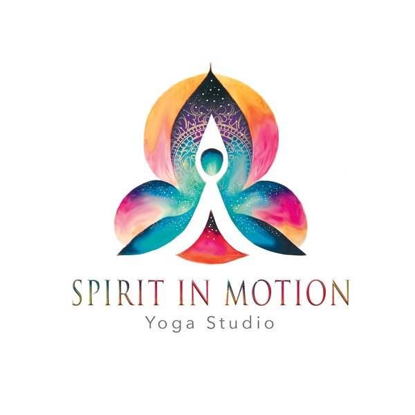 Spirit In Motion, Yoga logo, Mandala logo, meditation, wellness, healing logo, chakra logo, reiki