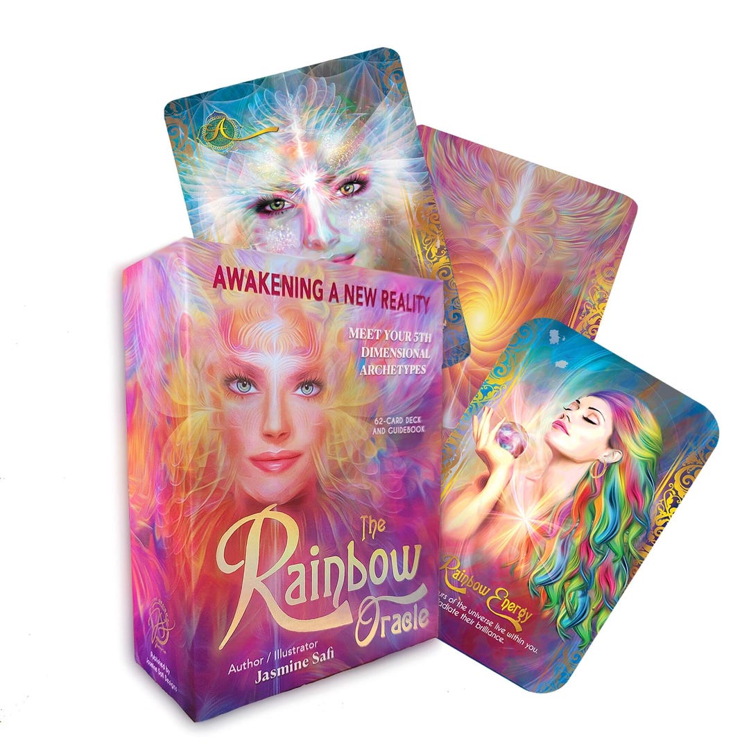 Rainbow Oracle Deck | High Vibrational Cards, 5D Ascension Tool, Gold ...
