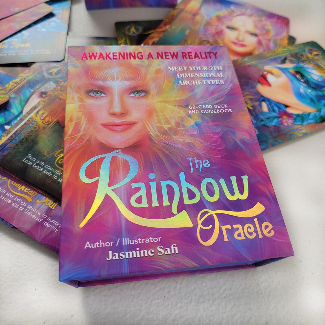 Rainbow Oracle Deck | Gold Edged, 5D Ascension (guidebook Included) - Etsy