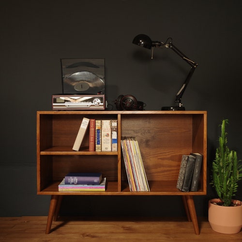Vinyl Record Storage Mid Century Modern Sideboard Media Etsy