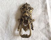 Vintage 1950s Brass Lion Head Door Knocker made in France small