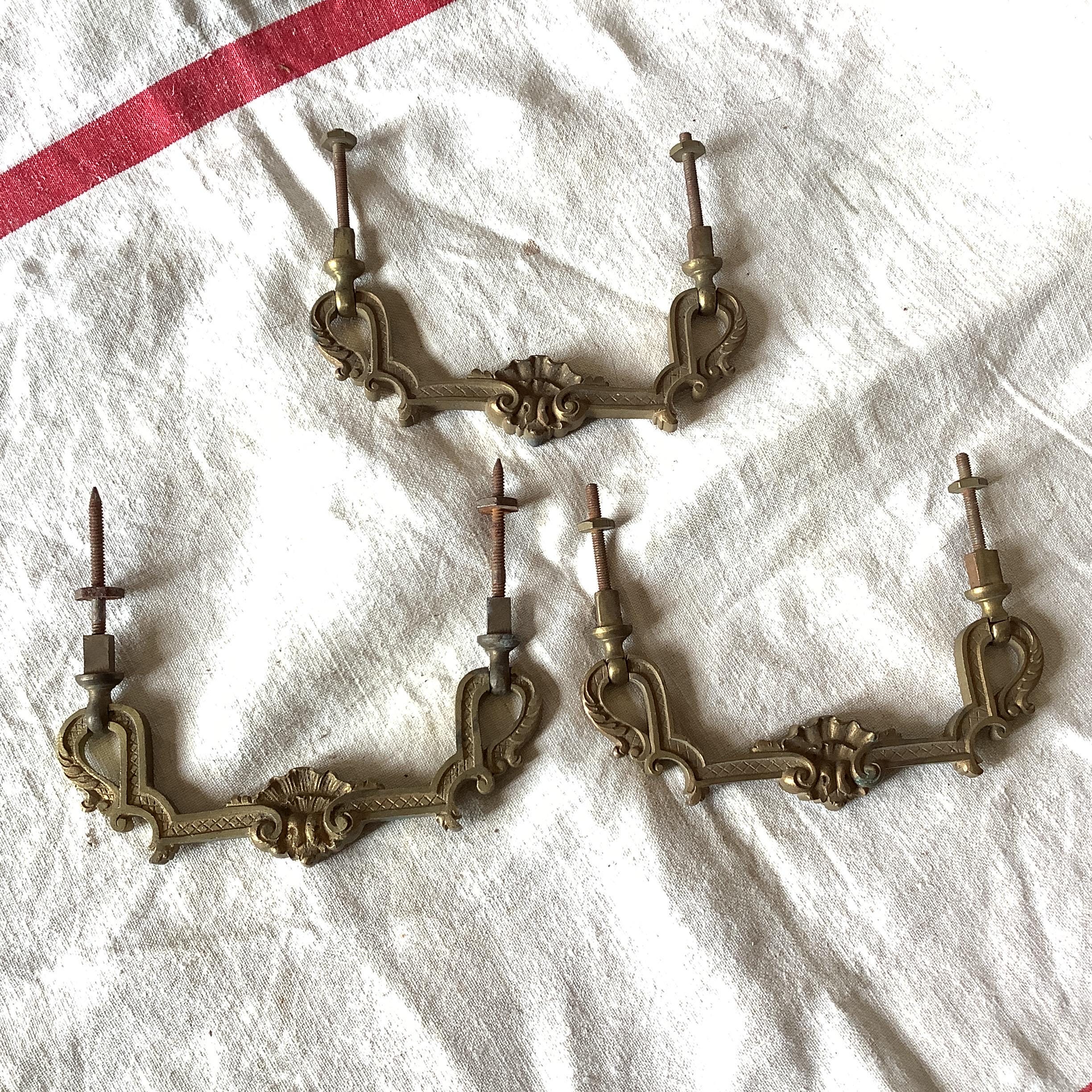 フランスアンティーク 家具用取っ手 6個セット 真鍮製 アンティーク