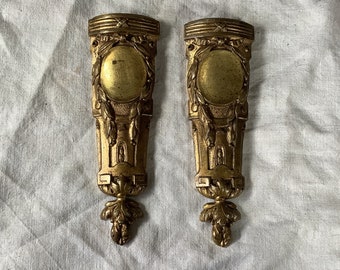 Antique Français Ormolu Brass feuilles Décoratif Quincaillerie Meubles Années 1900 Deux pièces