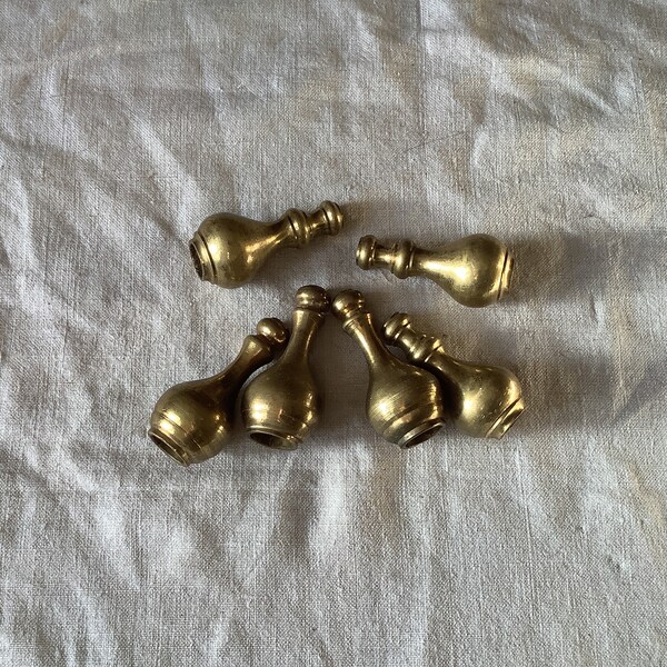 Antique 1940s Brass Three pairs or six pieces matching Curtain Cord Pulls made in France