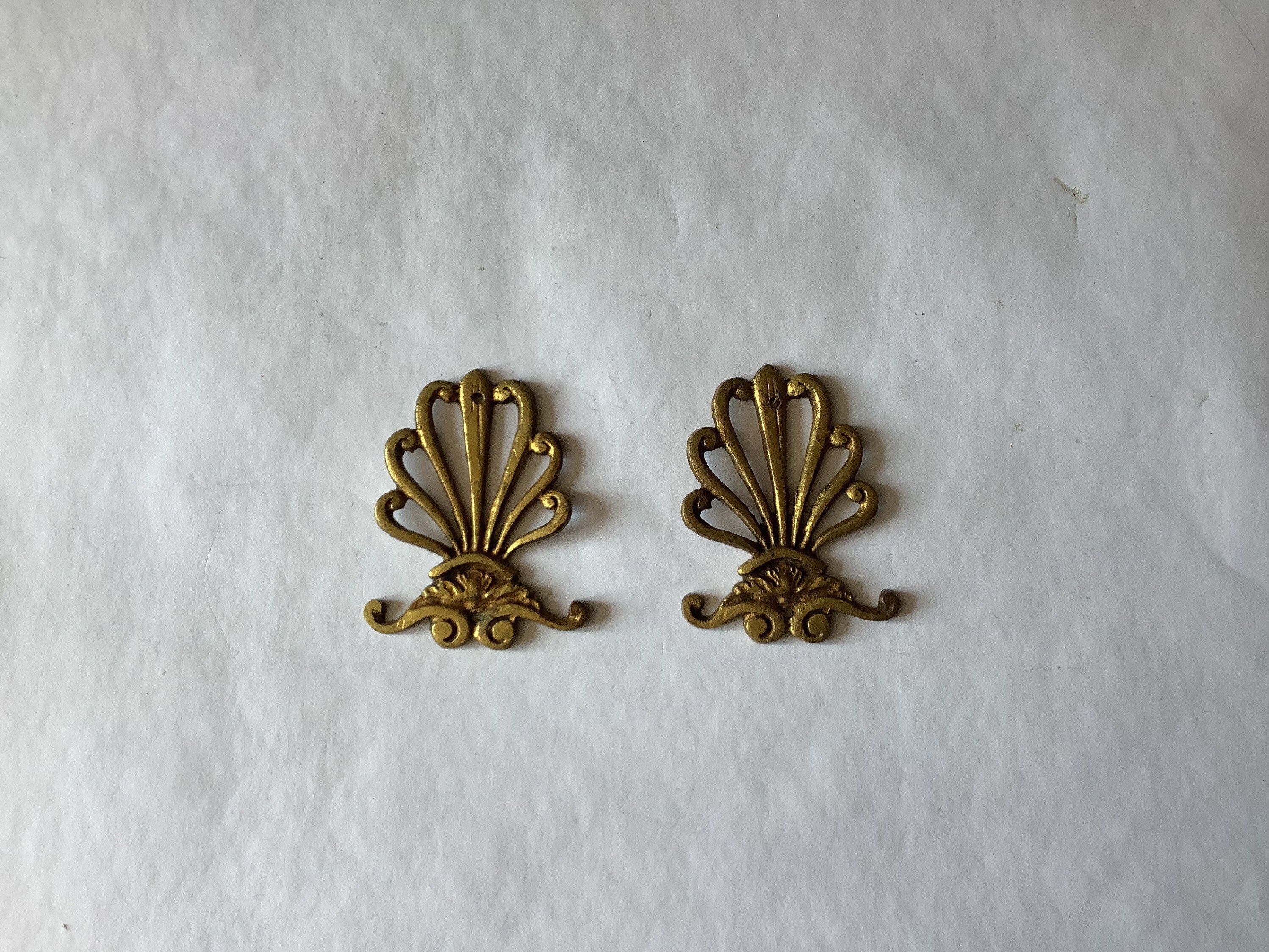 Antique Français Ormolu Brass Decorative Hardware Furniture 1900S Deux Pièces