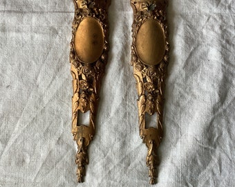 Antique French Ormolu Brass Decorative Hardware Furniture 1900s Two  pieces made in France