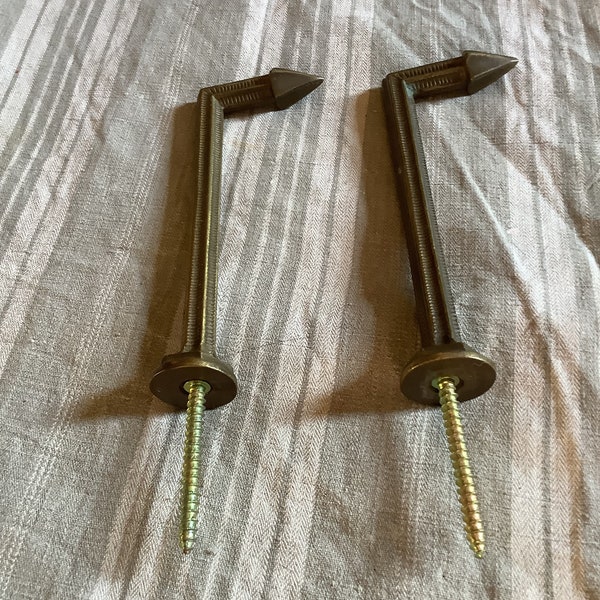 1900s French Brass Industrial Style Antique Curtain Tiebacks Large One pair
