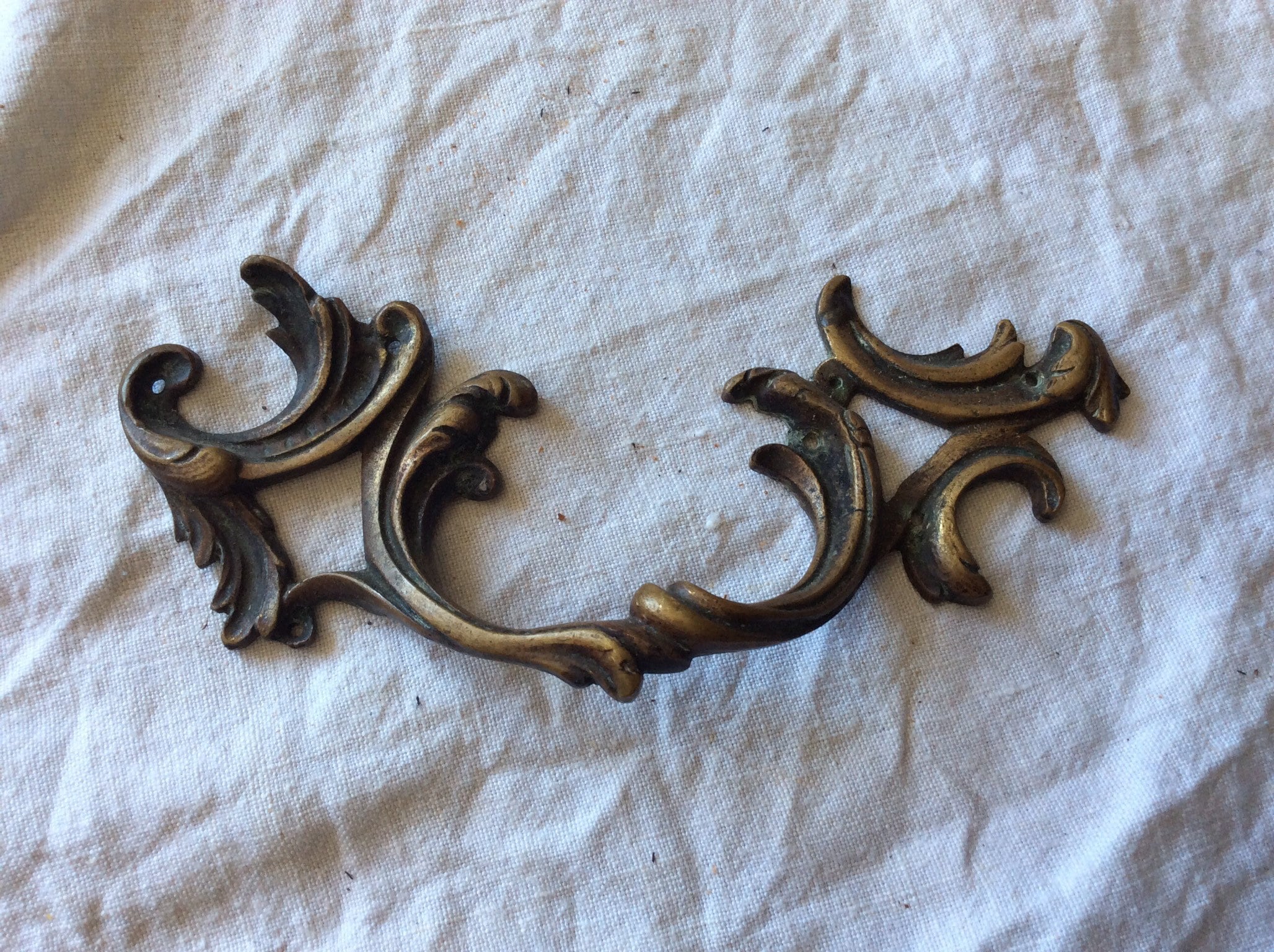 Antique Décoratif One Furniture Handle Ormolu Brass 1940S Unpolished