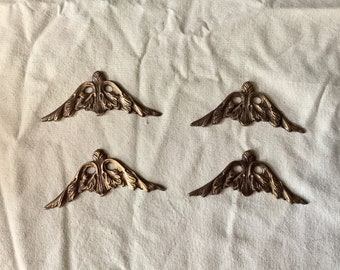Antique French Ormolu Brass Decorative Hardware Furniture 1940s Four pieces