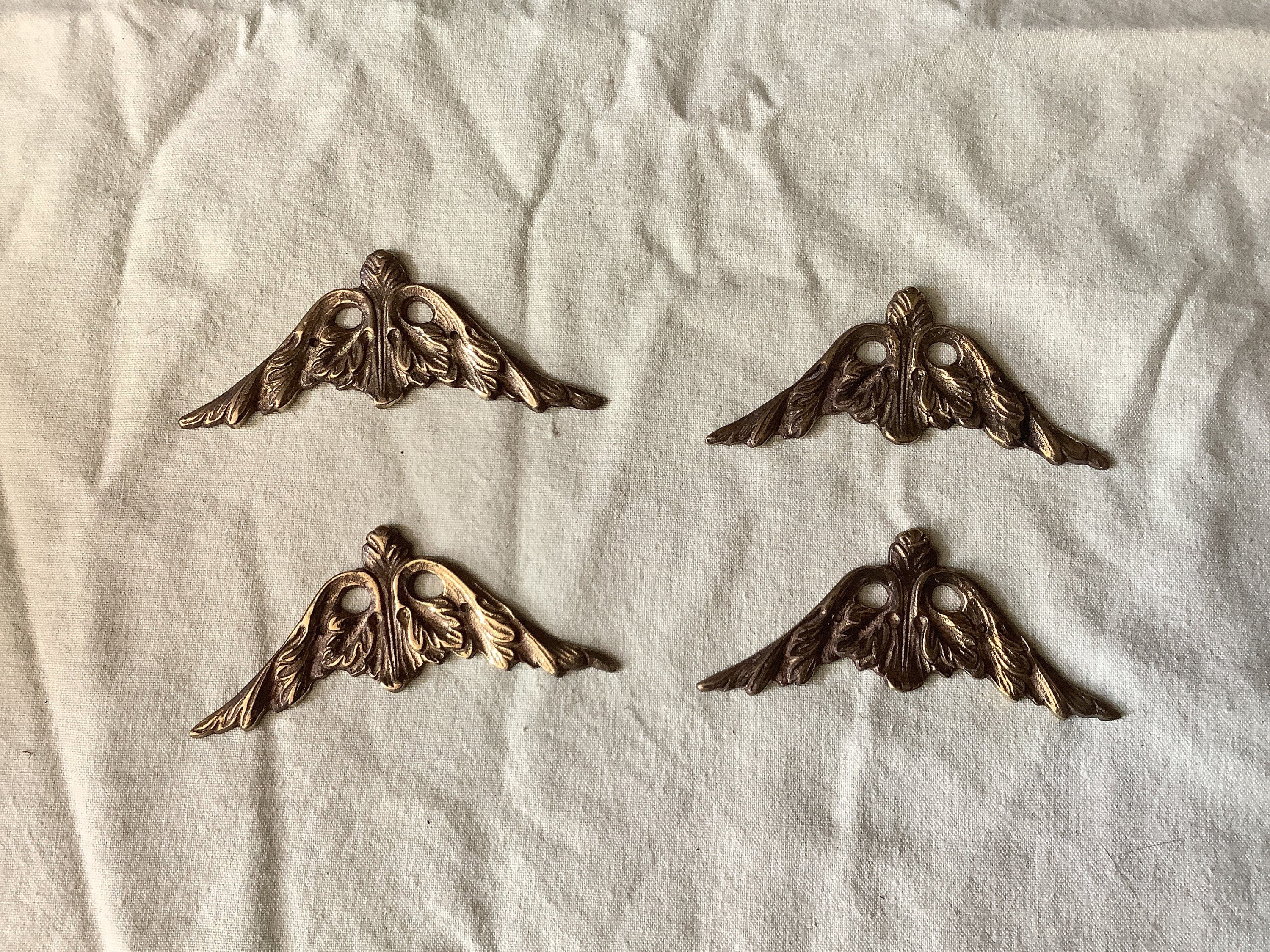 Ancien Français Ormolu Brass Decorative Hardware Meubles 1940S Quatre Pièces