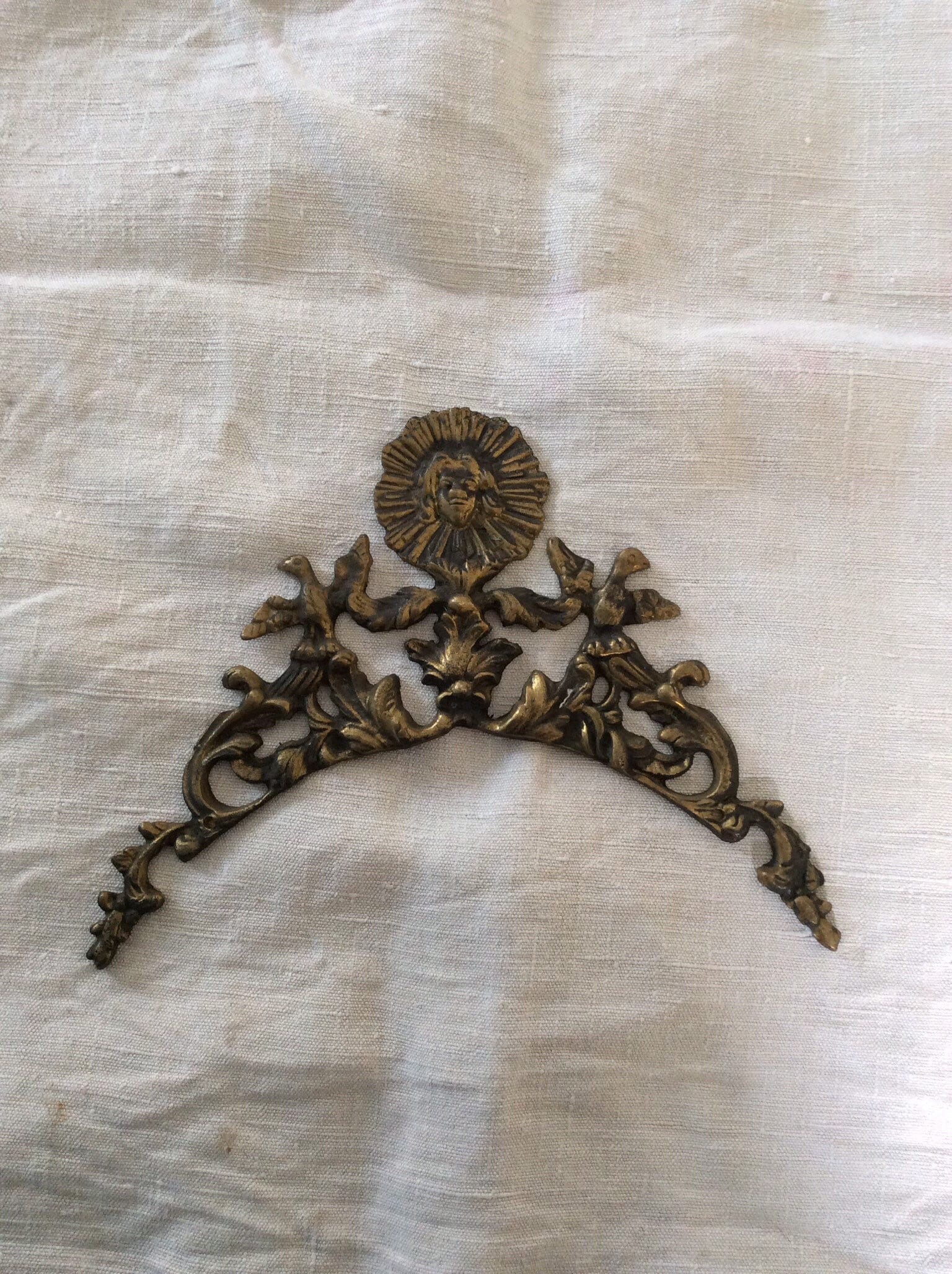 Antique French Clock Piece Sun motif Ormolu Brass Decorative Vintage Hardware for Furniture 1940s. One Piece. Made in France