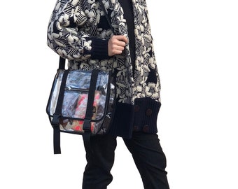 Clear Crossbody Bag: Stadium Approved Shoulder Bag, Black Trim