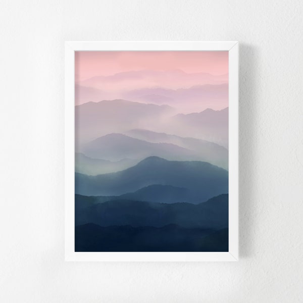 Navy Blue and Pink Wall Art Etsy