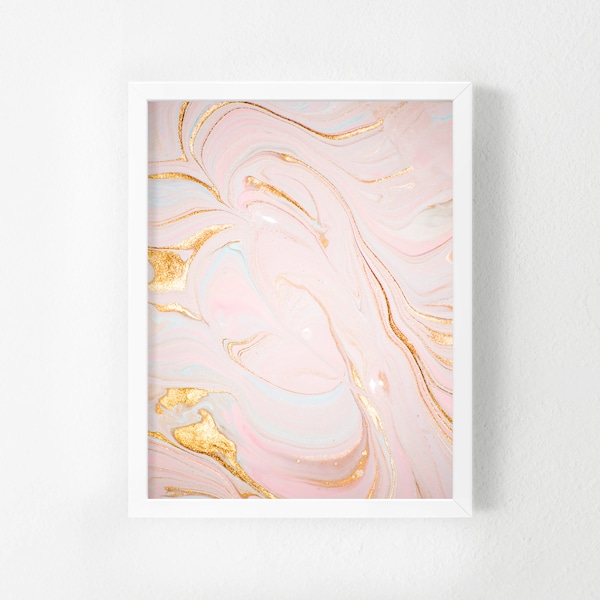 Pink Gold Wall Art Etsy