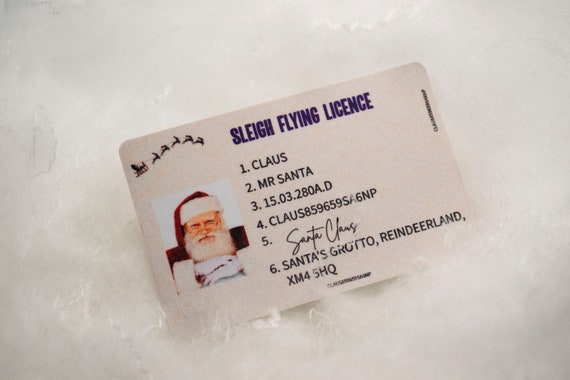 Santa Driving License Santa/'s Sleigh Santa/'s Lost Driving Licence Santa sack Christmas Decorations Christmas Eve Box #1209