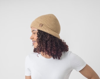 Tan Satin Lined Beanie