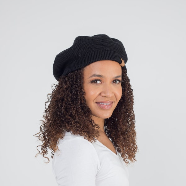 Black Satin Lined Beret