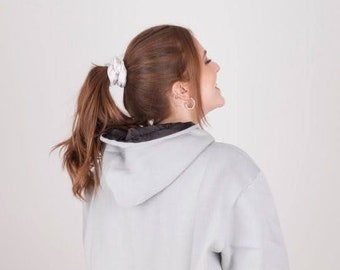 Satin Lined Hoodie Grey