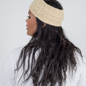 Satin Lined Knitted Headband in Khaki Green image 4