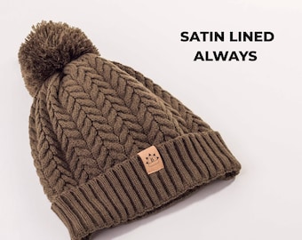 Satin Lined bobble Hat