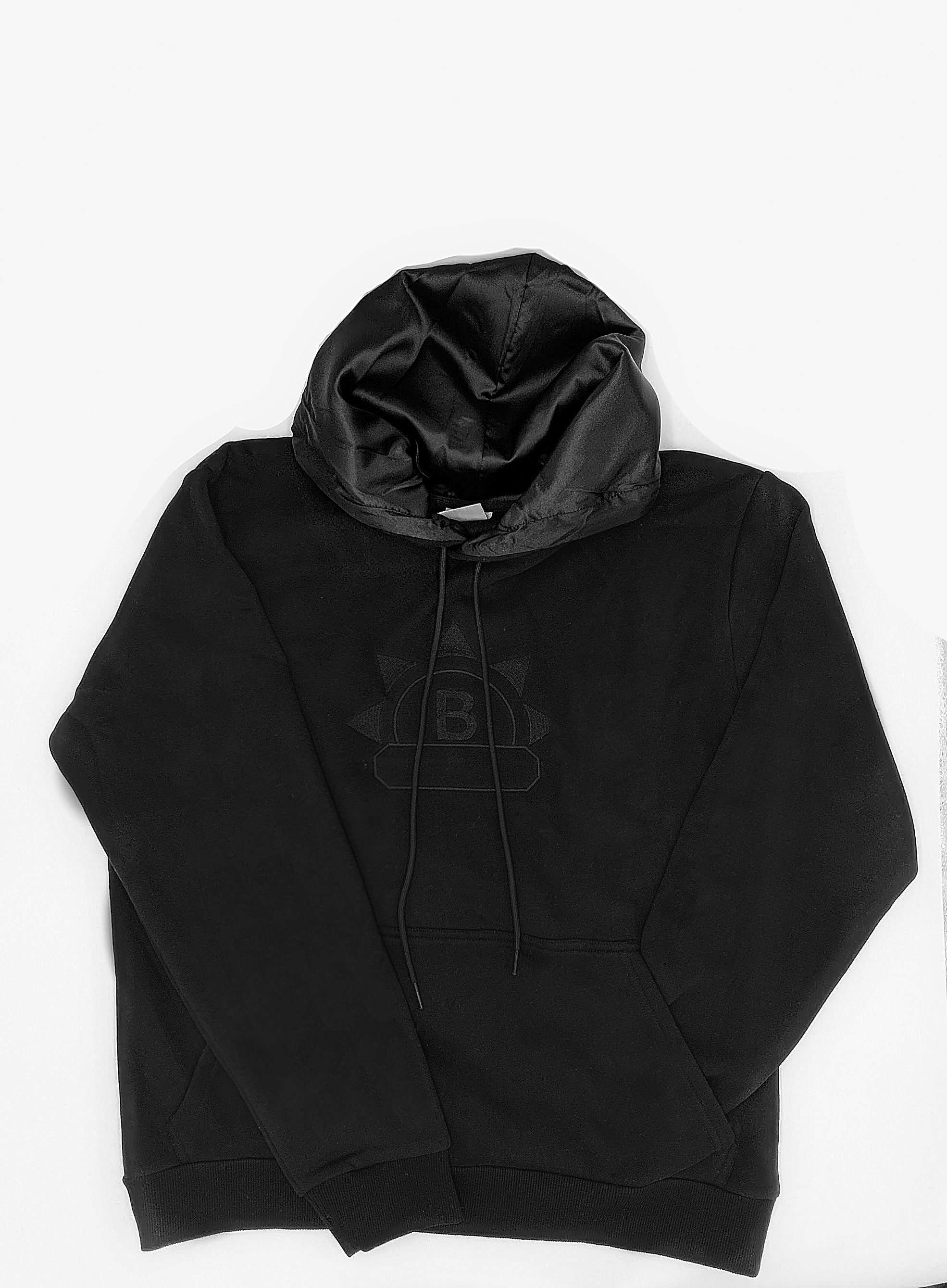 Black satin hoodie sale