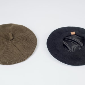 Khaki Satin Lined Beret image 10