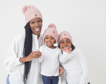 Satin Lined Child's Pink  Bobble Hat