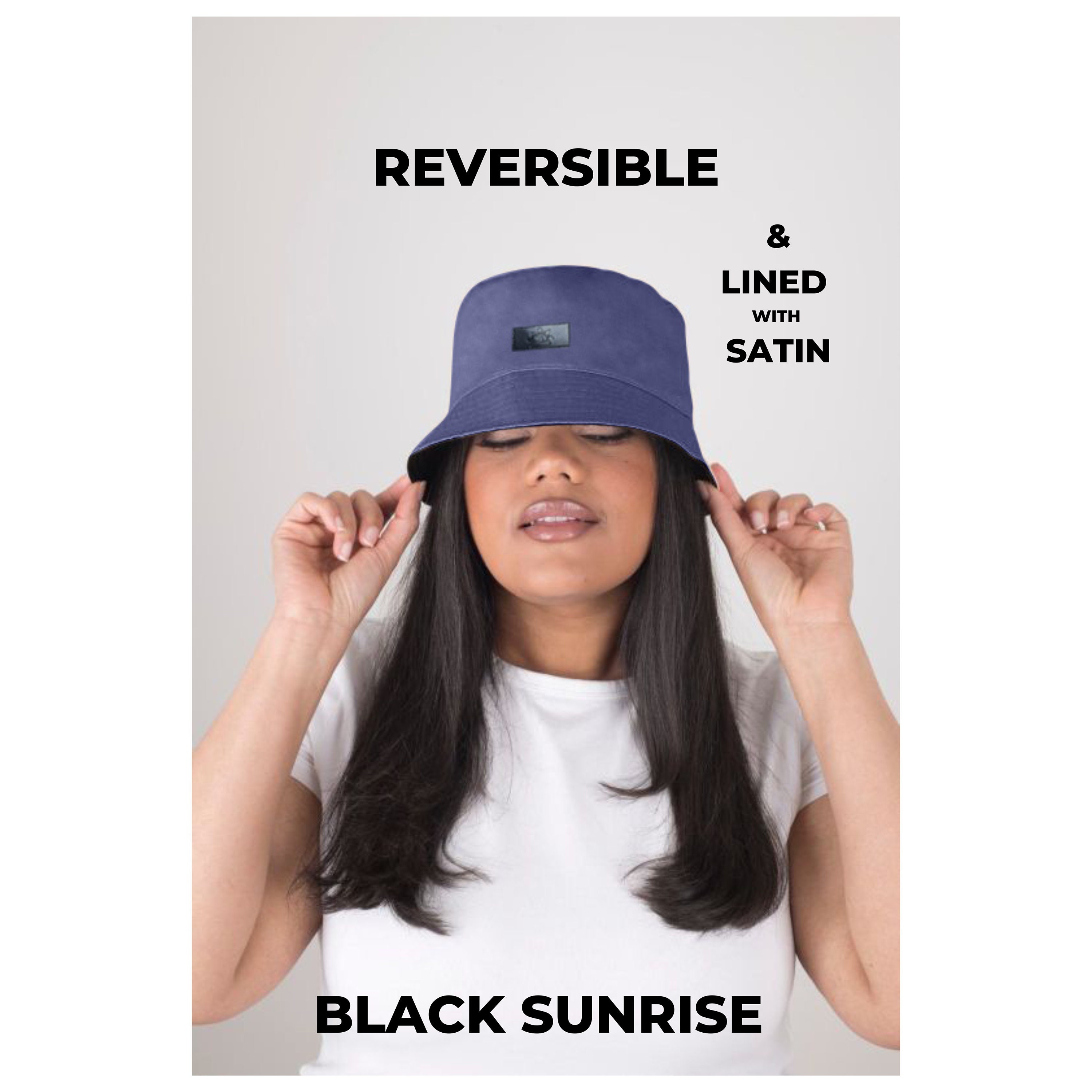 New Reversible Black Navy Satin Lined Bucket Hat