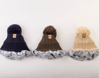 Satin Lined bobble Hat