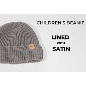 Children&#39;s Light Grey Satin Lined Beanie 1-3 Years
