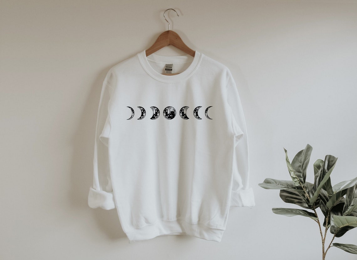 Moon Phases Sweatshirt Lunar Phase Sweater Moon Sweatshirt | Etsy