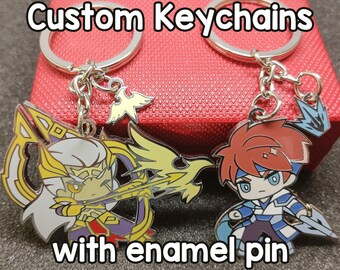 100 Custom Enamel Keychains, Personalised Key Chain with Soft or Hard Enamel Pin
