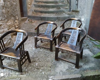 ORIENTAL ANTIQUE ARMCHAIRS with horseshoe - high Chinese craftsmanship - price for all 4 pieces - no separate sales