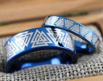 Vikings Wedding Rings, Vikings Rings, Viking Runes Rings, Couple Set Nordic Rings, Norsemen Rings, Nordic Runes Rings, Black Wedding Bands