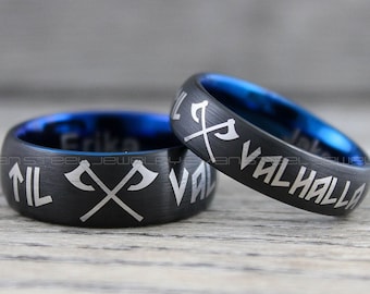 Vikings Wedding Rings, Vikings Rings, Viking Runes Rings, Couple Set Nordic Rings, Norsemen Rings, Nordic Runes Rings, Black Wedding Bands