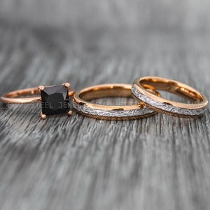 Couple Rings, Couple Wedding Bands, Meteorite Rings, Meteorite Wedding Bands, Meteor Wedding Rings, Rose Gold Wedding Rings, Rose Gold Rings