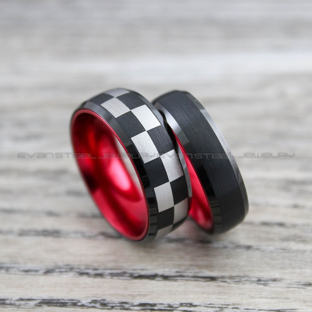 Racing Ring, Car Racing Ring, 2 Piece Couple Set Tungsten Bands ...