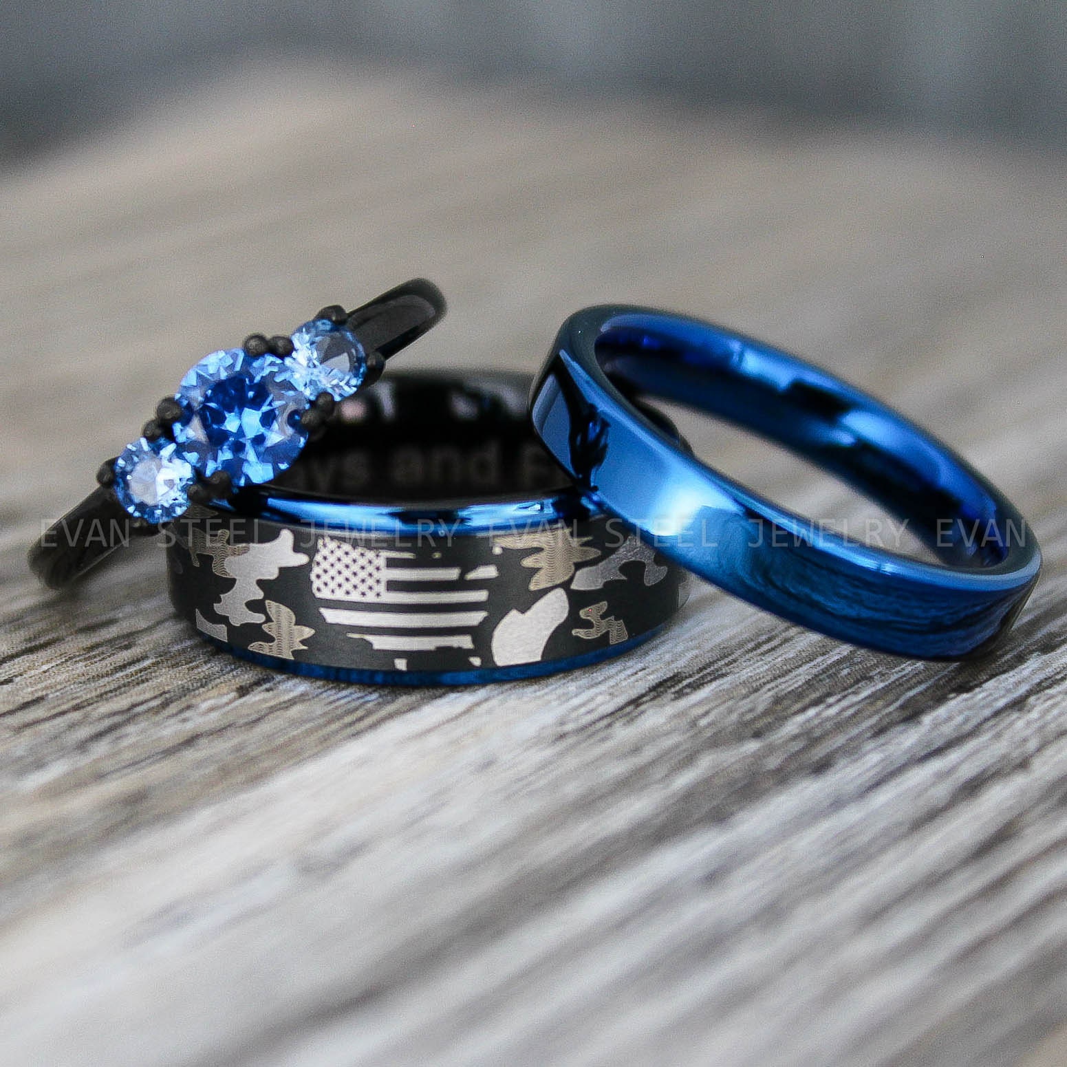 Couple Rings Camo Wedding Ring Sets For Him And Her Promise Rings