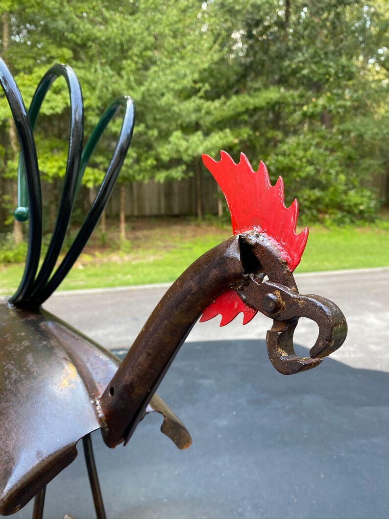 Repurposed Metal Rooster Yard Art Garden Art Etsy