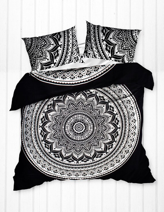 Black Star Ombre Mandala Duvet Doona Quilt Cover Boho Bohemian Etsy