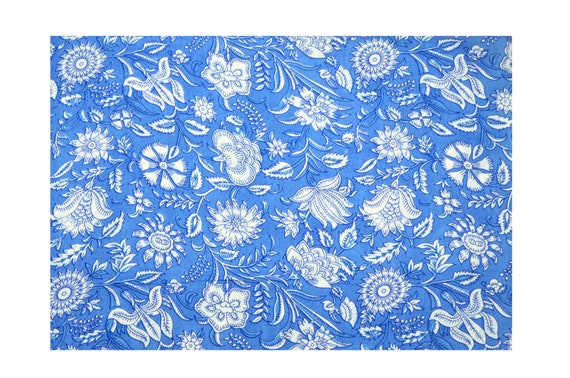 Hand Block Print Cotton Fabric By Yard Indian Ethnic Sanganeri Craft Boho Fabric