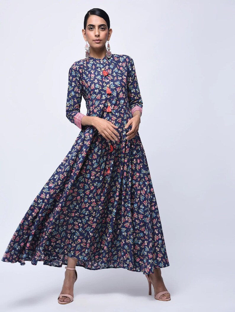 off white flower printed western collection dress