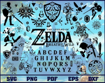The Legend of Zelda, Alphabet Font - svg - png - pdf - eps - dxf vector files for Silhouette Cameo, Cricut, DIY gifts, party, birthday,