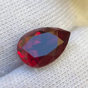 Ruby Jewelry. Pear Shape Lab Grown Hydrothermal Gemstone.