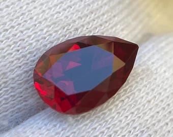 Ruby Jewelry. Pear Shape Lab Grown Hydrothermal Gemstone.